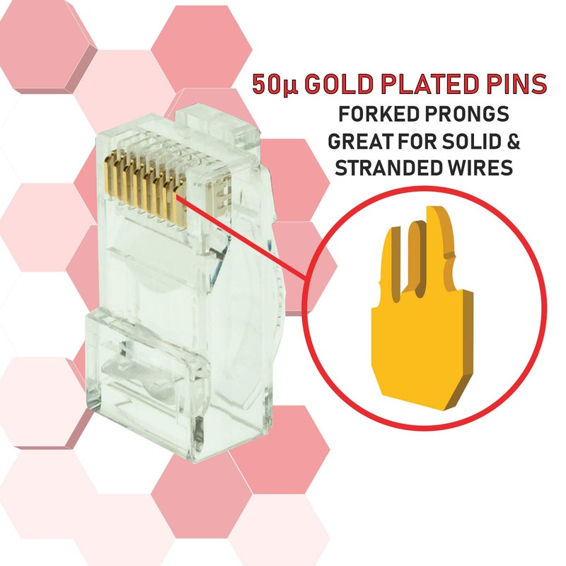 LINKUP Cat6 RJ45 Pass Through Connectors | Self-Protective Curved Unbendable Latch - No Boot Required | Durable, Space-Saving Ethernet Ends for Solid & Stranded Cable | Performance RJ45 Termination - Image 4